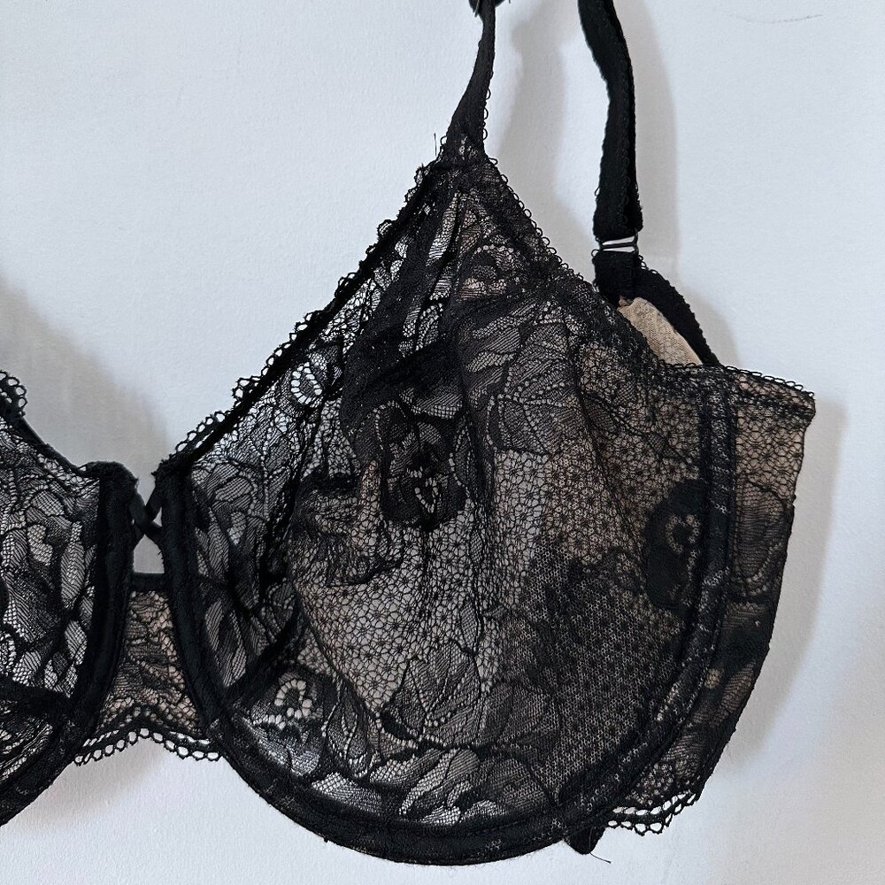 Wacoal Sheer Rose Lace Bra - Syle 851287 - Black - Size 38G - Picture 4 of 5